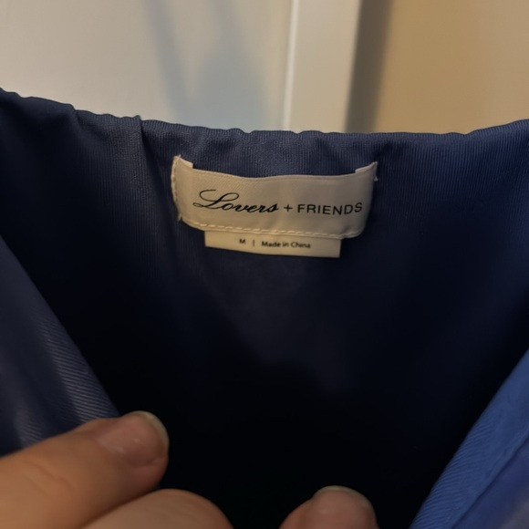 Lovers + Friends Revolve Aria Dress in Periwinkle Bodycon Asymmetrical V Neck - Picture 2 of 5